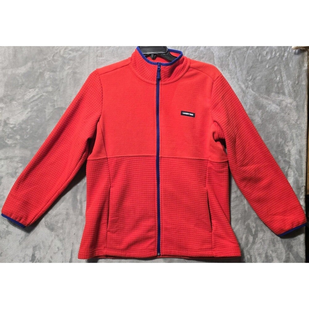 NWT Lands' End Full Zip Fleece Jacket Womens XL 18 Orange Purple Zipper Pockets